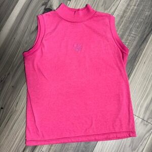 Vintage Pink polyester & cotton sleeveless mock neck top in a M